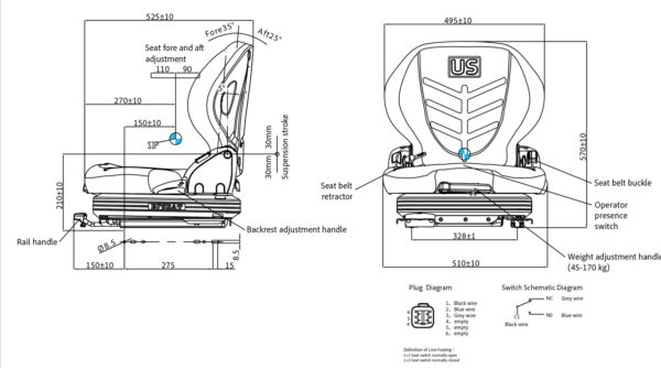 MGV65 W mechanical suspension seat - Image 2