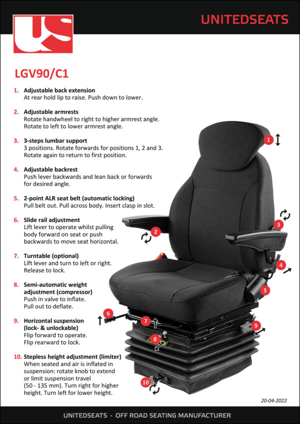 LGV90/C1 AR TT Air suspension seat - Image 8