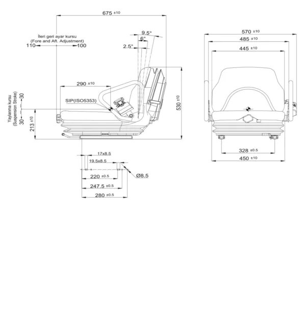 Mitsubishi Caterpillar Forklift Seat - Image 2